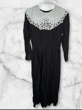 Vintage All Week Long Black Rayon Maxi Dress Women’s Size 4